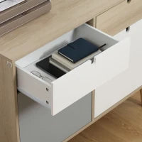 Mobiletto Multiuso Stile Nordico, Armadietto Due Ante con Cassetti per Cucina e Ingresso, 100x40x79.5cm, Multicolore