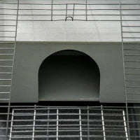 Conigliera in Legno con Casetta e Area Aperta per 1 Coniglio, 90x53x50cm, Grigio Scuro