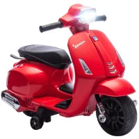 Moto elettrica per bambini 2-6 anni con batteria 6V, faro, clacson e ruote ausiliarie, Rosso