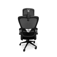 Lyn - Sedia da uffico ergonomica ad altezza regolabile, dotata di poggiatesta, imbottitura lombare e ruote girevoli - colore nero