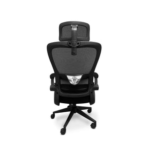 Lyn - Sedia da uffico ergonomica ad altezza regolabile, dotata di poggiatesta, imbottitura lombare e ruote girevoli - colore nero