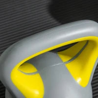 Kettlebell 4kg in PU e Sabbia con Base Piatta e Impugnatura per Stacchi, Squat e Sollevamenti, 18x12x20 cm, Giallo