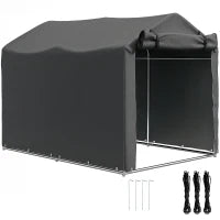 Tenda Garage con Ingresso Avvolgibile, Corde e Picchetti, in Metallo Zincato e PE, 220x157x165 cm, Grigio Scuro