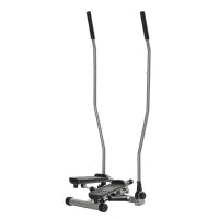 Stepper Fitness con Maniglia e Bande Elastiche, Stepper con Monitor LCD per Allenamento a Casa e Palestra, Argento