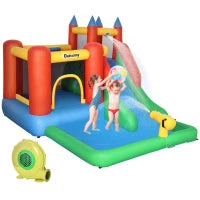 Gioco Gonfiabile per Bambini 3-8 Anni con Scivolo, Trampolino, Piscina, max 4 Bambini, 330x245x215cm