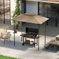 Copertura per Gazebo da Giardino per Barbecue 1.52x2.44 m a 2 Livelli in Poliestere 160gsm Cachi