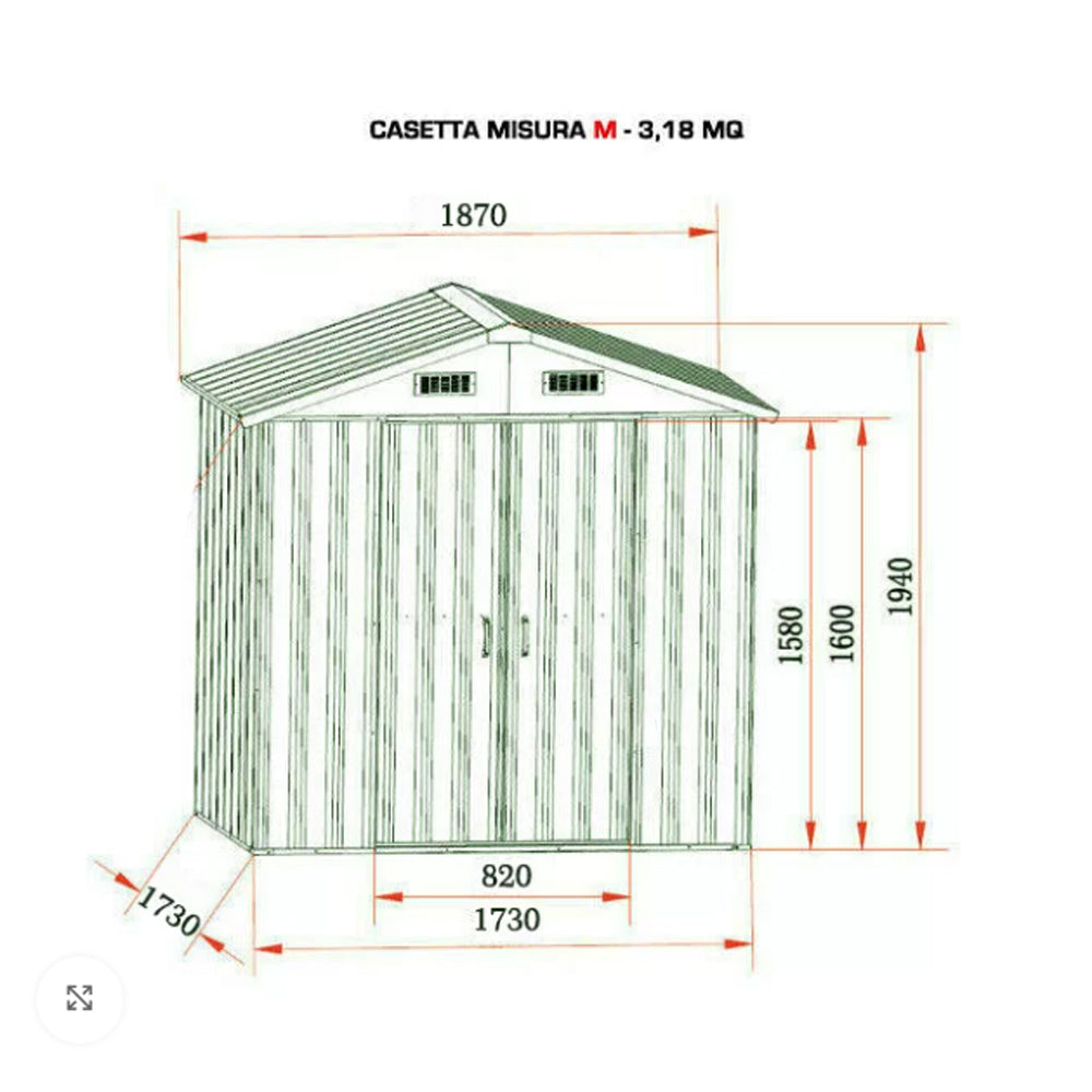 CASA CASETTA BOX PORTA ATTREZZI GIARDINO 0,27mm RIPOSTIGLIO 187x172x194cm