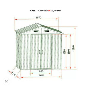 CASA CASETTA BOX PORTA ATTREZZI GIARDINO 0,27mm RIPOSTIGLIO 187x172x194cm