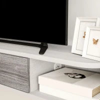 Mobile TV Sospeso in Legno con 2 Ripiani Aperti e Armadietto, 120x26x16 cm, Bianco e Grigio