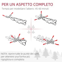 Albero di Natale Innevato 225cm con 988 Rami e Base in Acciaio per Interni con Apertura Automatica