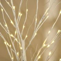 Albero di Natale Bianco con Luci LED e 12 Rami per Interni ed Esterni, in PP e Metallo, 22x22x150 cm