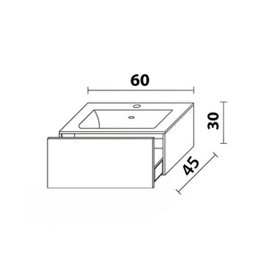 Inda - Mobile bagno L.60 con lavabo lucido / Bianco opaco 1 cassetto - Smeraldo