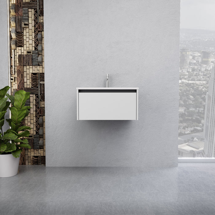 Inda - Mobile bagno L.60 con lavabo lucido / Bianco opaco 1 cassetto - Smeraldo