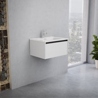 Inda - Mobile bagno L.60 con lavabo lucido / Bianco opaco 1 cassetto - Smeraldo