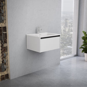 Inda - Mobile bagno L.60 con lavabo lucido / Bianco opaco 1 cassetto - Smeraldo