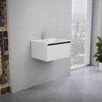Inda - Mobile bagno L.60 con lavabo lucido / Bianco lucido 1 cassetto - Smeraldo