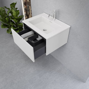 Inda - Mobile bagno L.60 con lavabo lucido / Bianco lucido 1 cassetto - Smeraldo