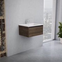 Inda - Mobile bagno L.60 con lavabo lucido / Rovere castano 1 cassetto - Smeraldo