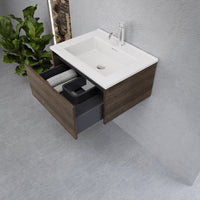 Inda - Mobile bagno L.60 con lavabo lucido / Rovere castano 1 cassetto - Smeraldo