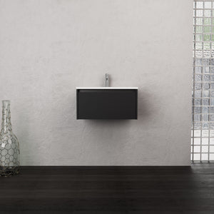 Inda - Mobile bagno L.60 con lavabo opaco / Nero opaco 1 cassetto - Smeraldo