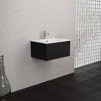 Inda - Mobile bagno L.60 con lavabo opaco / Nero opaco 1 cassetto - Smeraldo