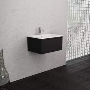 Inda - Mobile bagno L.60 con lavabo opaco / Nero opaco 1 cassetto - Smeraldo