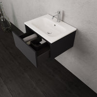 Inda - Mobile bagno L.60 con lavabo opaco / Nero opaco 1 cassetto - Smeraldo