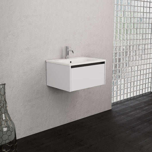 Inda - Mobile bagno L.60 con lavabo opaco / Bianco lucido 1 cassetto - Smeraldo