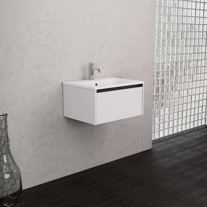 Inda - Mobile bagno L.60 con lavabo opaco / Bianco lucido 1 cassetto - Smeraldo