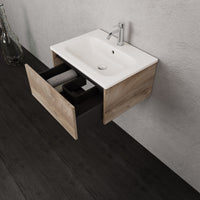 Inda - Mobile bagno L.60 con lavabo opaco / Rovere naturale 1 cassetto - Smeraldo