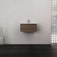 Inda - Mobile bagno L.60 con lavabo opaco / Rovere castano 1 cassetto - Smeraldo