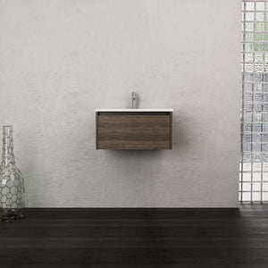 Inda - Mobile bagno L.60 con lavabo opaco / Rovere castano 1 cassetto - Smeraldo