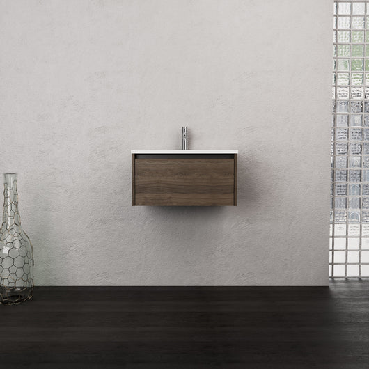 Inda - Mobile bagno L.60 con lavabo opaco / Rovere castano 1 cassetto - Smeraldo