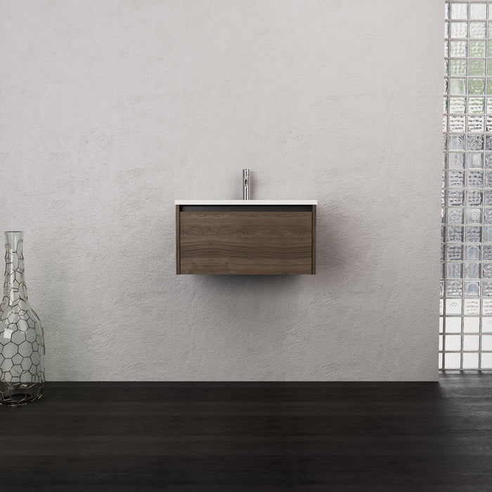 Inda - Mobile bagno L.60 con lavabo opaco / Rovere castano 1 cassetto - Smeraldo