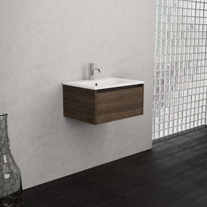 Inda - Mobile bagno L.60 con lavabo opaco / Rovere castano 1 cassetto - Smeraldo