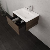 Inda - Mobile bagno L.60 con lavabo opaco / Rovere castano 1 cassetto - Smeraldo