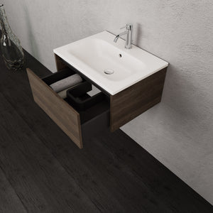 Inda - Mobile bagno L.60 con lavabo opaco / Rovere castano 1 cassetto - Smeraldo
