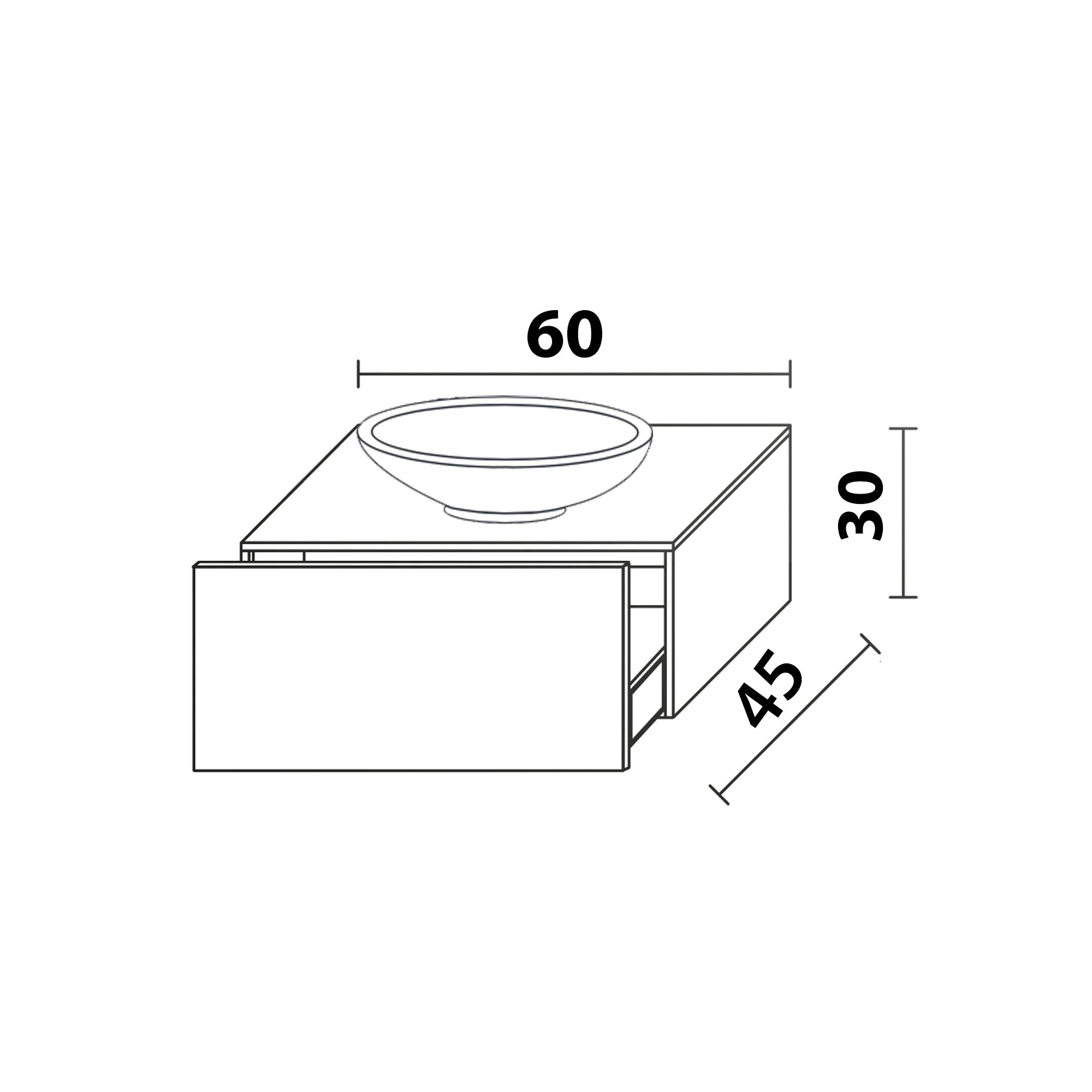 Inda - Mobile bagno L.60 con lavabo in appoggio / Bianco opaco 1 cassetto - Smeraldo