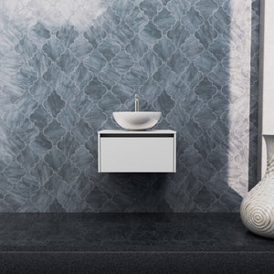 Inda - Mobile bagno L.60 con lavabo in appoggio / Bianco opaco 1 cassetto - Smeraldo