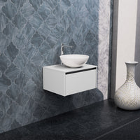 Inda - Mobile bagno L.60 con lavabo in appoggio / Bianco opaco 1 cassetto - Smeraldo