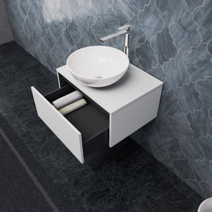 Inda - Mobile bagno L.60 con lavabo in appoggio / Bianco opaco 1 cassetto - Smeraldo