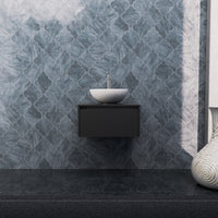 Inda - Mobile bagno L.60 con lavabo in appoggio / Nero opaco 1 cassetto - Smeraldo