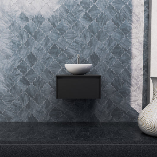 Inda - Mobile bagno L.60 con lavabo in appoggio / Nero opaco 1 cassetto - Smeraldo