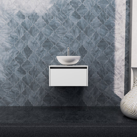 Inda - Mobile bagno L.60 con lavabo in appoggio / Bianco lucido 1 cassetto - Smeraldo