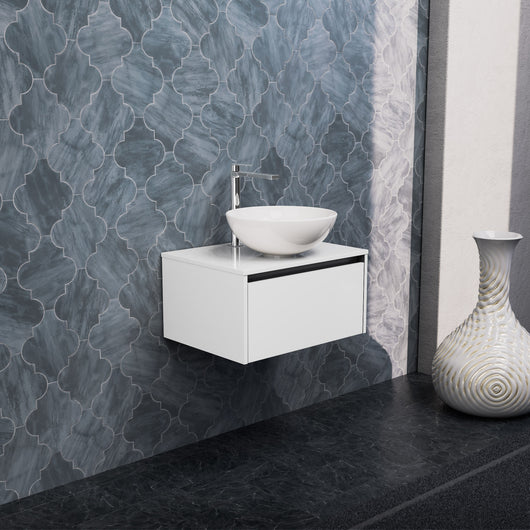 Inda - Mobile bagno L.60 con lavabo in appoggio / Bianco lucido 1 cassetto - Smeraldo