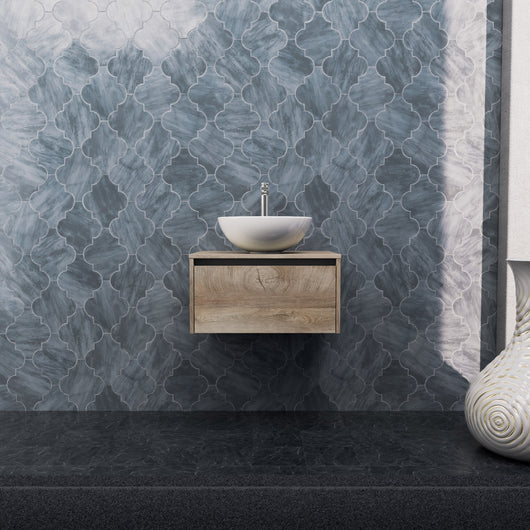 Inda - Mobile bagno L.60 con lavabo in appoggio / Rovere naturale 1 cassetto - Smeraldo