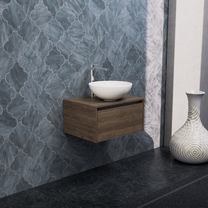 Inda - Mobile bagno L.60 con lavabo in appoggio / Rovere castano 1 cassetto - Smeraldo