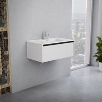 Inda - Mobile bagno L.80 con lavabo lucido / Bianco opaco 1 cassetto - Smeraldo