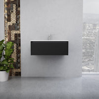 Inda - Mobile bagno L.80 con lavabo lucido / Nero opaco 1 cassetto - Smeraldo