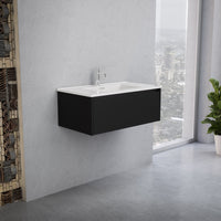 Inda - Mobile bagno L.80 con lavabo lucido / Nero opaco 1 cassetto - Smeraldo